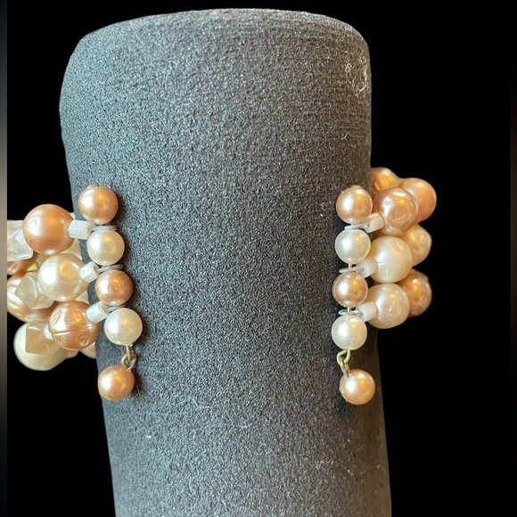 3 Piece Bundle Vintage Pearl & Beige Aurora Borealis Necklace/Bracelet (t15) - Picture 5 of 14